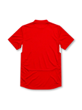 Liverpool 2004-05 Champions League final home jersey, front view, red body with white underarm panels, funnel collar, Reebok logo, Istanbul 2005 commemorative text, club crest, Carlsberg sponsor logo