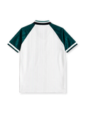 Liverpool 1993-95 away jersey, front view, white body with black diagonal chevron stripes, green tonal jacquard sleeves, V-neck collar, adidas Equipment wordmark, club crest, Carlsberg sponsor logo, striped cuffs