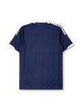 Scotland 2012-14 home jersey, front view, navy body with subtle tonal Saltire cross pattern, white polo-style collar, white adidas logo and stripes, circular Scotland crest with red lion, climacool wordmark near hem