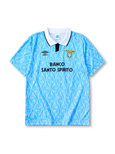 SS Lazio 1991-92 sky blue home retro football jersey with Banco Santo Spirito sponsor