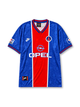 Paris Saint-Germain 1995-96 blue red home retro football jersey with Opel sponsor