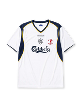 Liverpool 2001-02 white away retro football jersey UEFA Super Cup