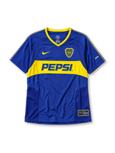 Boca Juniors 2003-04 blue yellow home retro football jersey with Pepsi sponsor