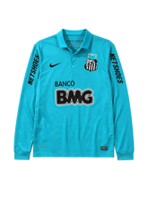 Santos FC 2012-13 teal third long-sleeve retro football jersey with Banco BMG sponsor