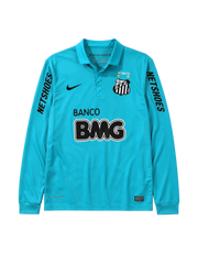 Santos FC 2012-13 teal third long-sleeve retro football jersey with Banco BMG sponsor