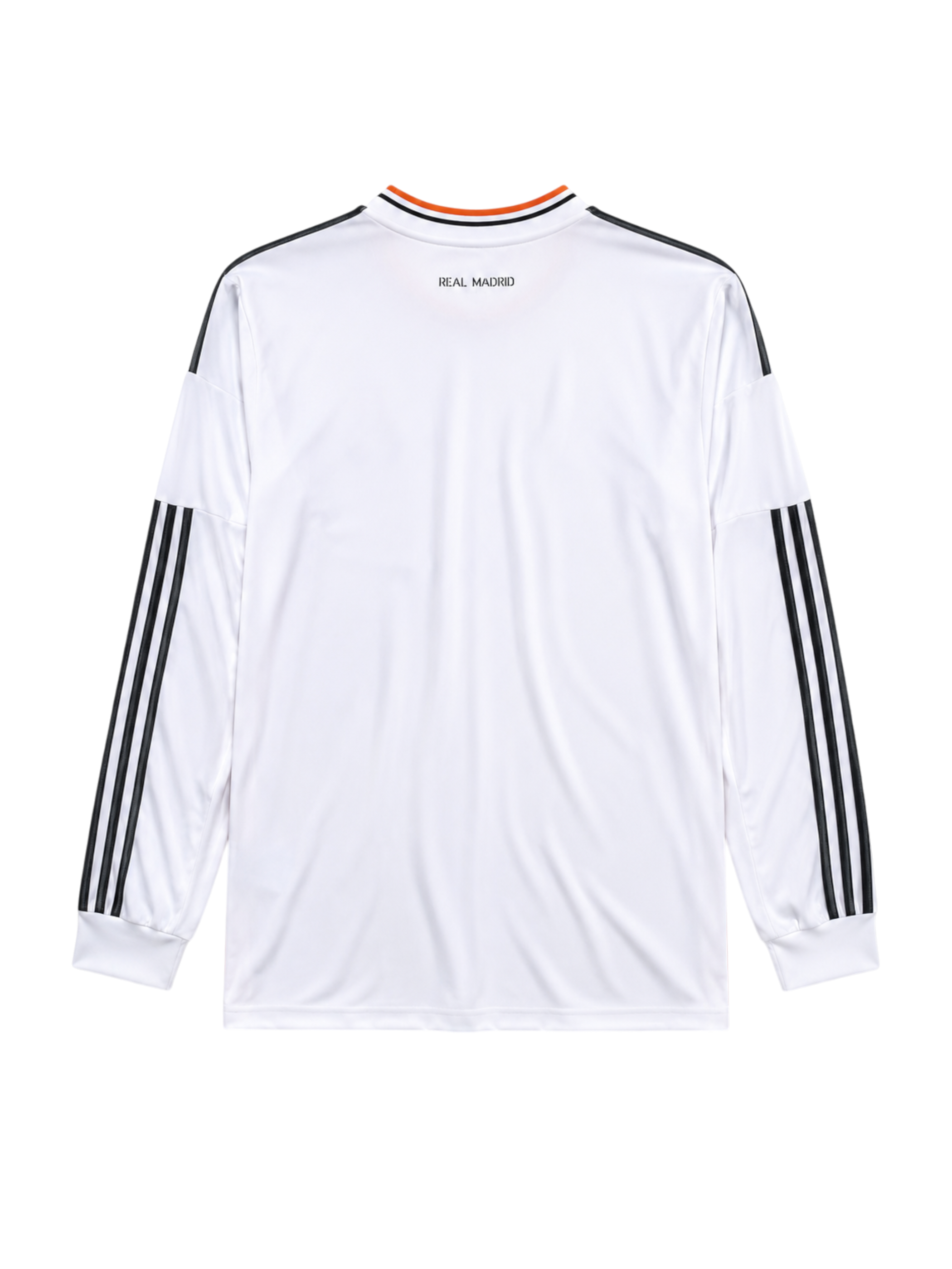 Real Madrid 2013-14 white home long-sleeve retro football jersey with Fly Emirates sponsor