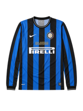 Inter Milan 2009-10 home long-sleeve retro football jersey with Final Madrid 2010 commemorative print