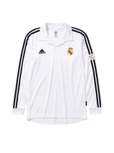 Real Madrid 2002-03 white home long-sleeve retro football jersey centenary