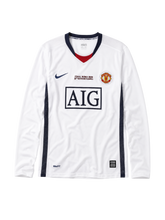 Manchester United 2008-09 white away long-sleeve retro football jersey Champions League final