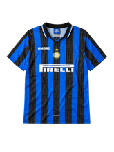 Inter Milan 1997-98 home jersey Umbro front view blue and black stripes