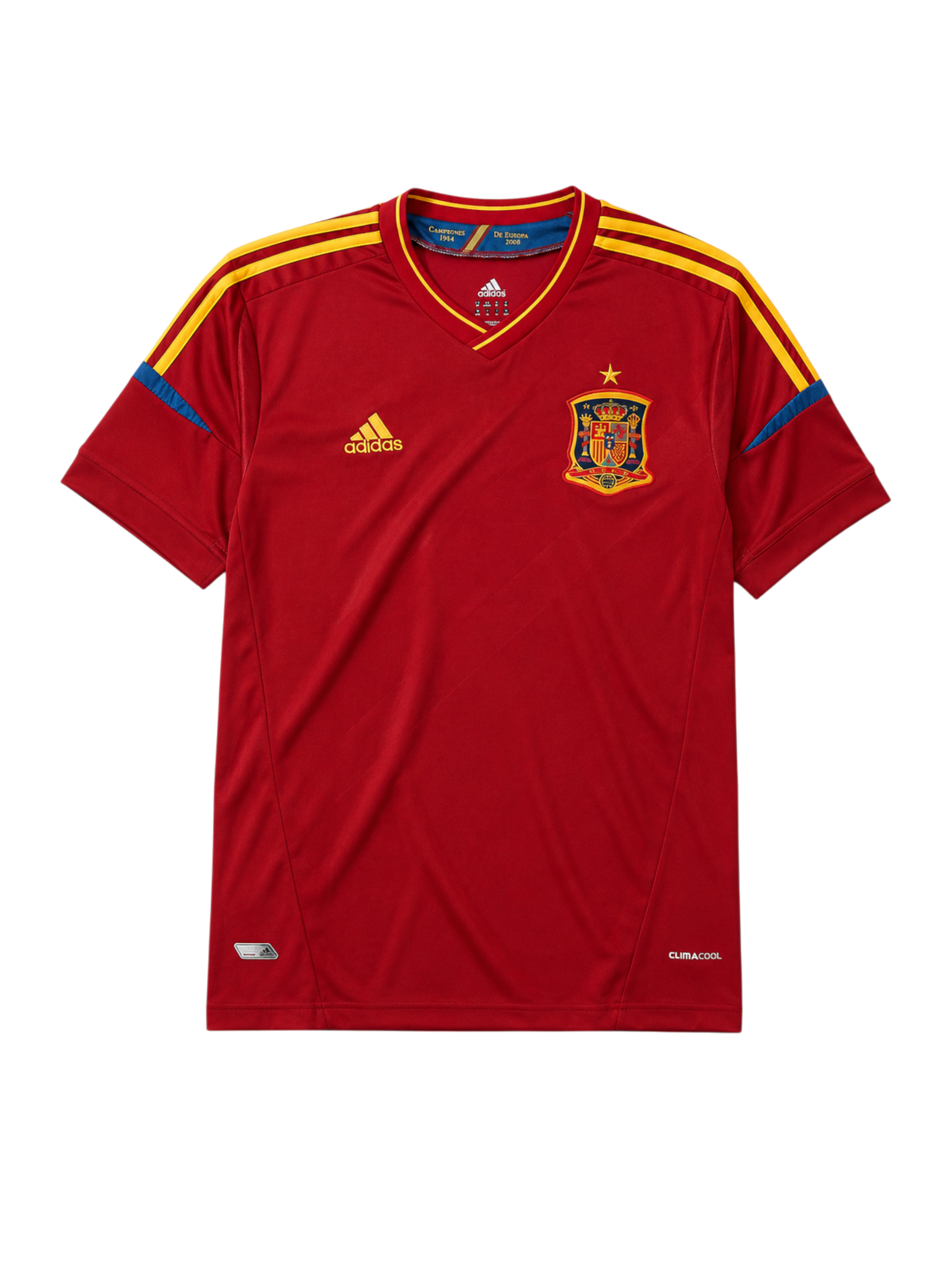 Spain 2012 home football jersey by Adidas with gold star crest