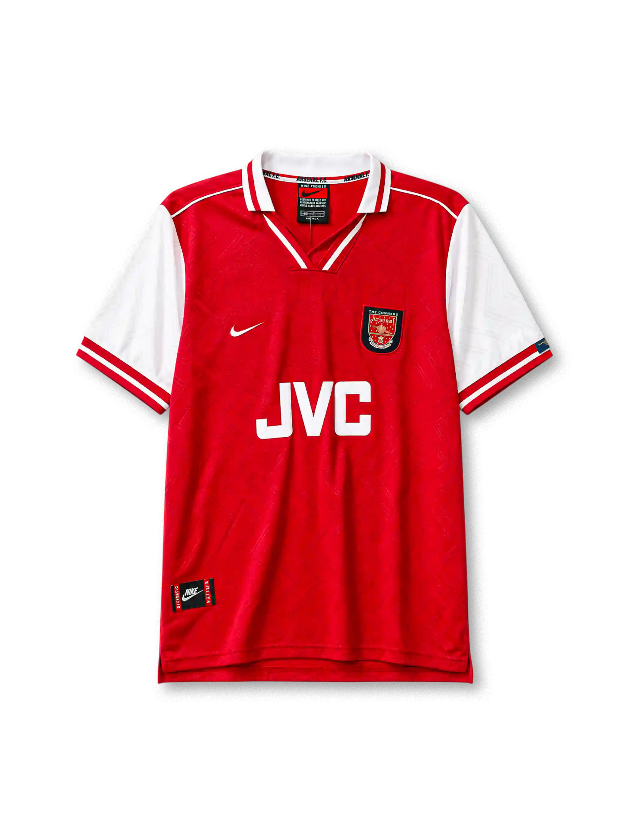 Arsenal 1996/97 home football jersey by Nike with JVC sponsor logo