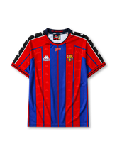 Barcelona 1997/98 home football jersey by Kappa with blaugrana stripes