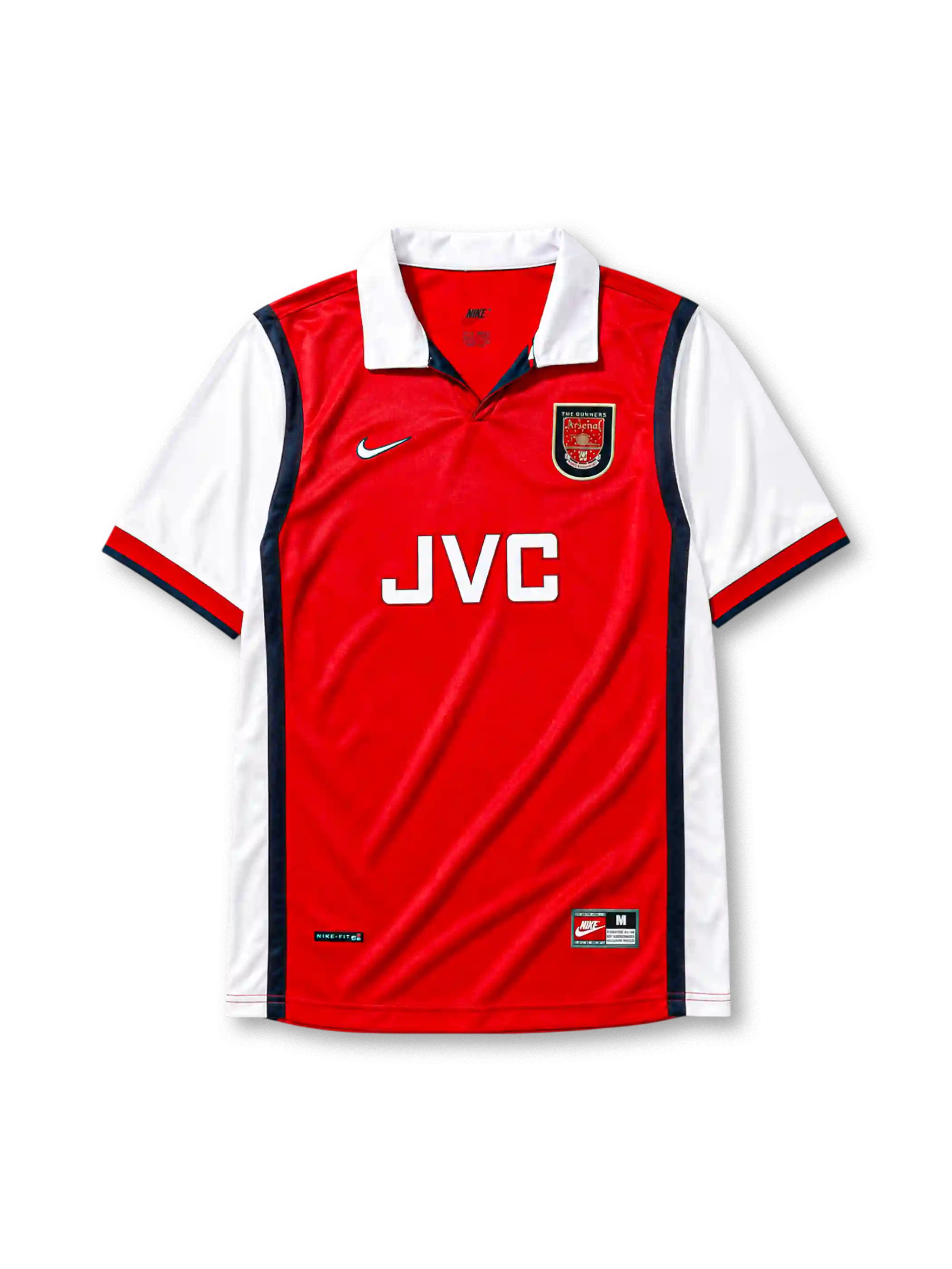 Arsenal 1998/99 home football jersey by Nike with JVC sponsor logo