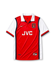 Arsenal 1998/99 home football jersey by Nike with JVC sponsor logo