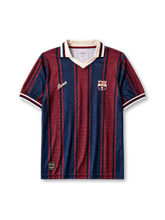 Barcelona 125th anniversary home football jersey with vintage vertical stripes
