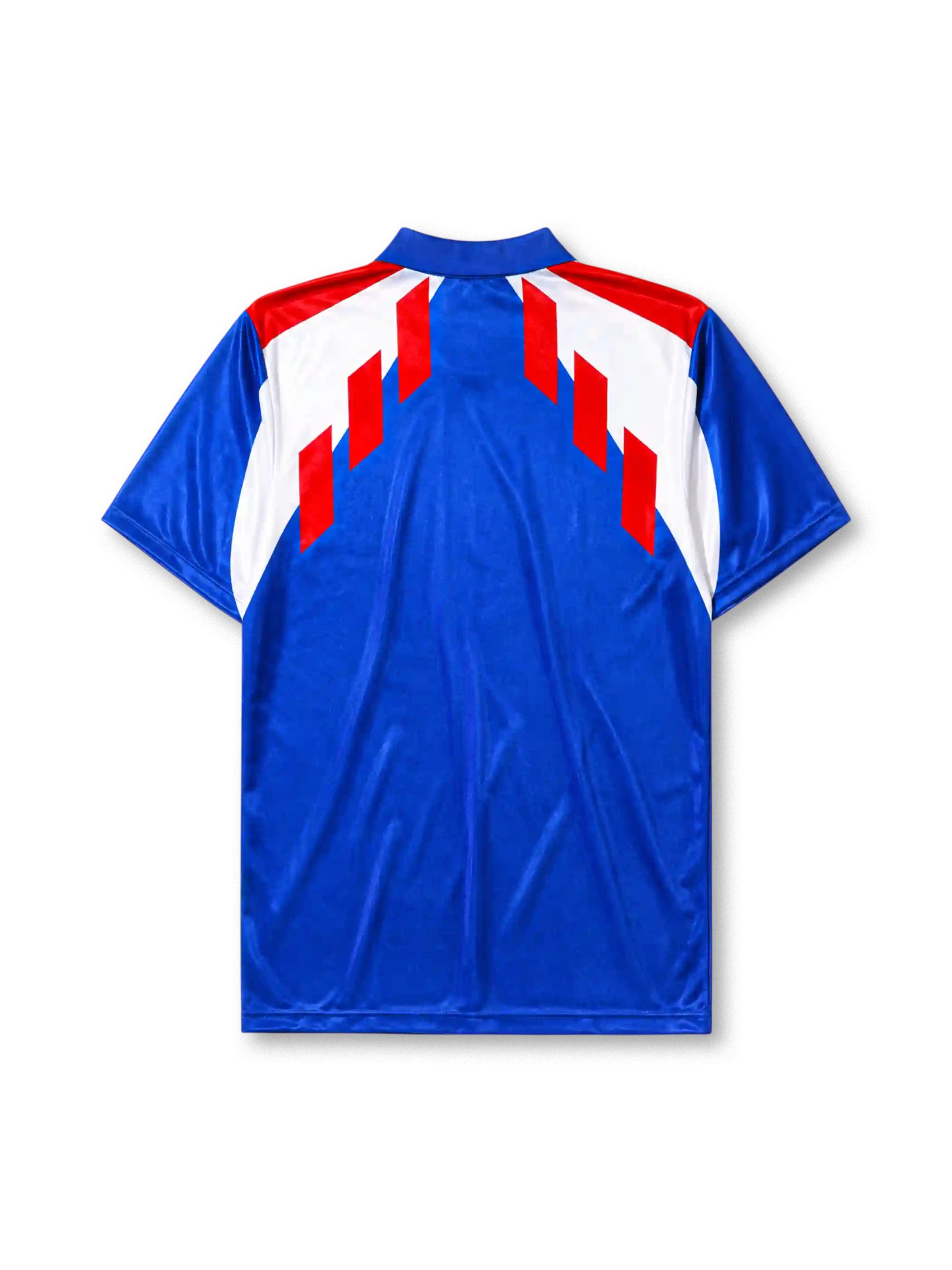 France 1990 home football jersey by Adidas with red white chevron design