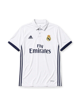 Real Madrid 2016/17 home football jersey by Adidas with Fly Emirates sponsor logo