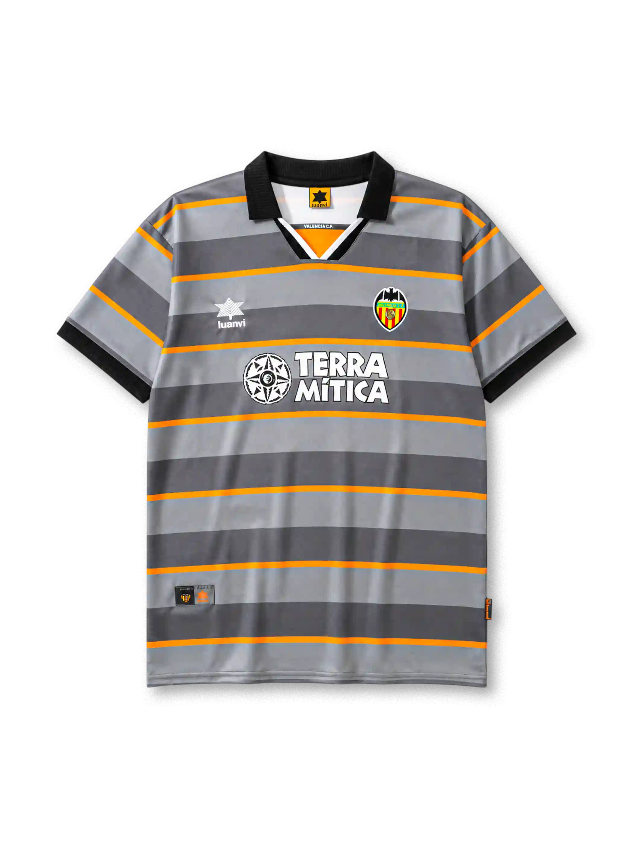 Valencia CF 1999/00 third football jersey by Luanvi with Terra Mítica sponsor logo