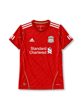 Liverpool 2010/11 home football jersey by Adidas with Standard Chartered sponsor logo