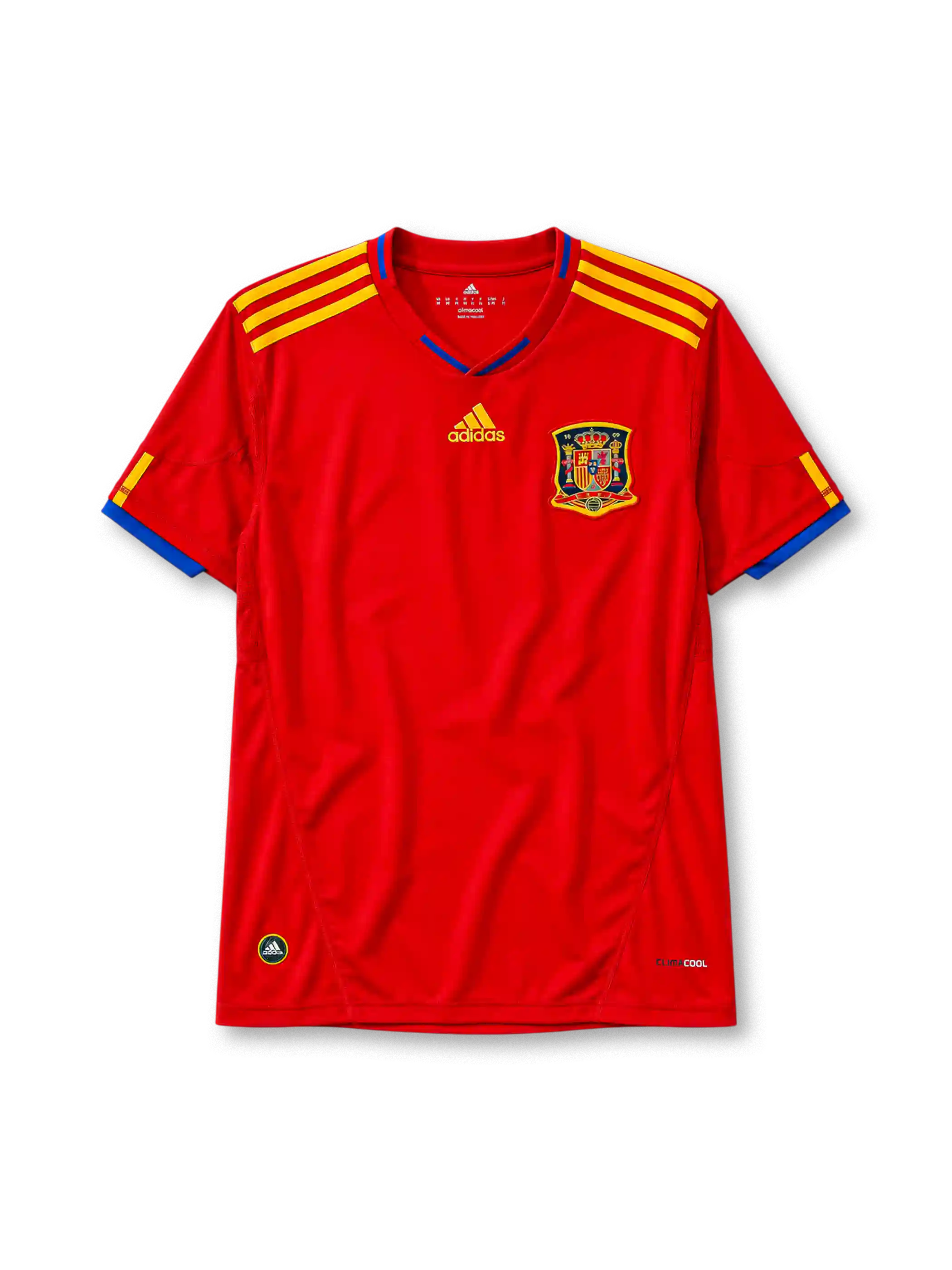 Spain 2010 home football jersey by Adidas from the World Cup kit era