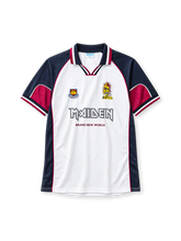 West Ham United 1999 away football jersey by Vandanel with Iron Maiden Brave New World branding