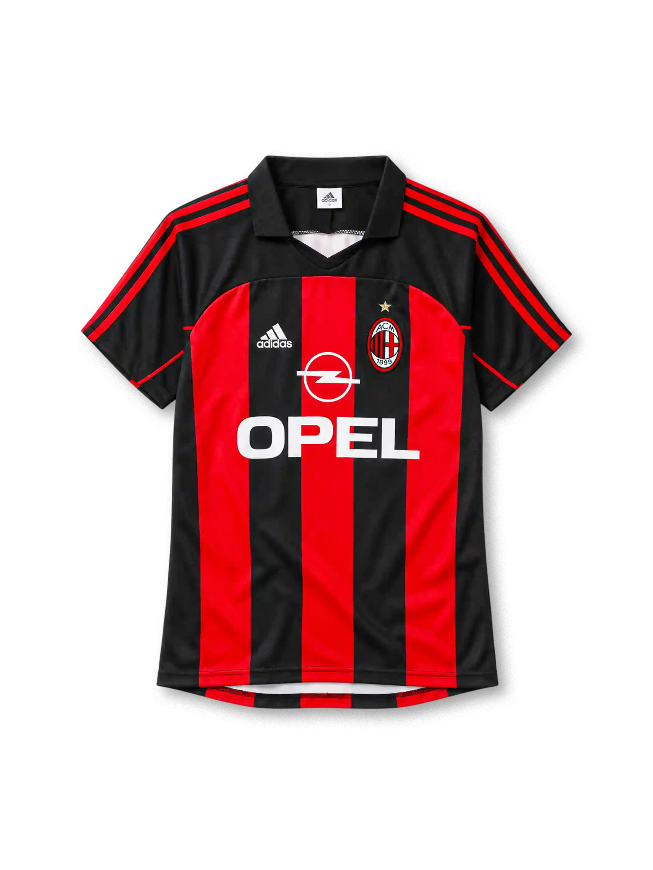 AC Milan 2000-02 home jersey adidas front view red black stripes