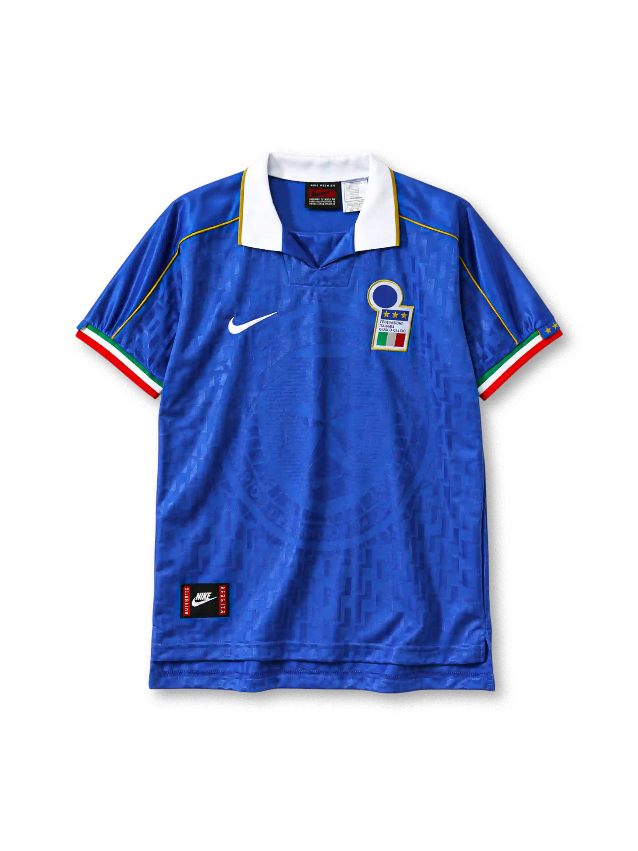 Italy 1995 home jersey Nike front view blue gold piping