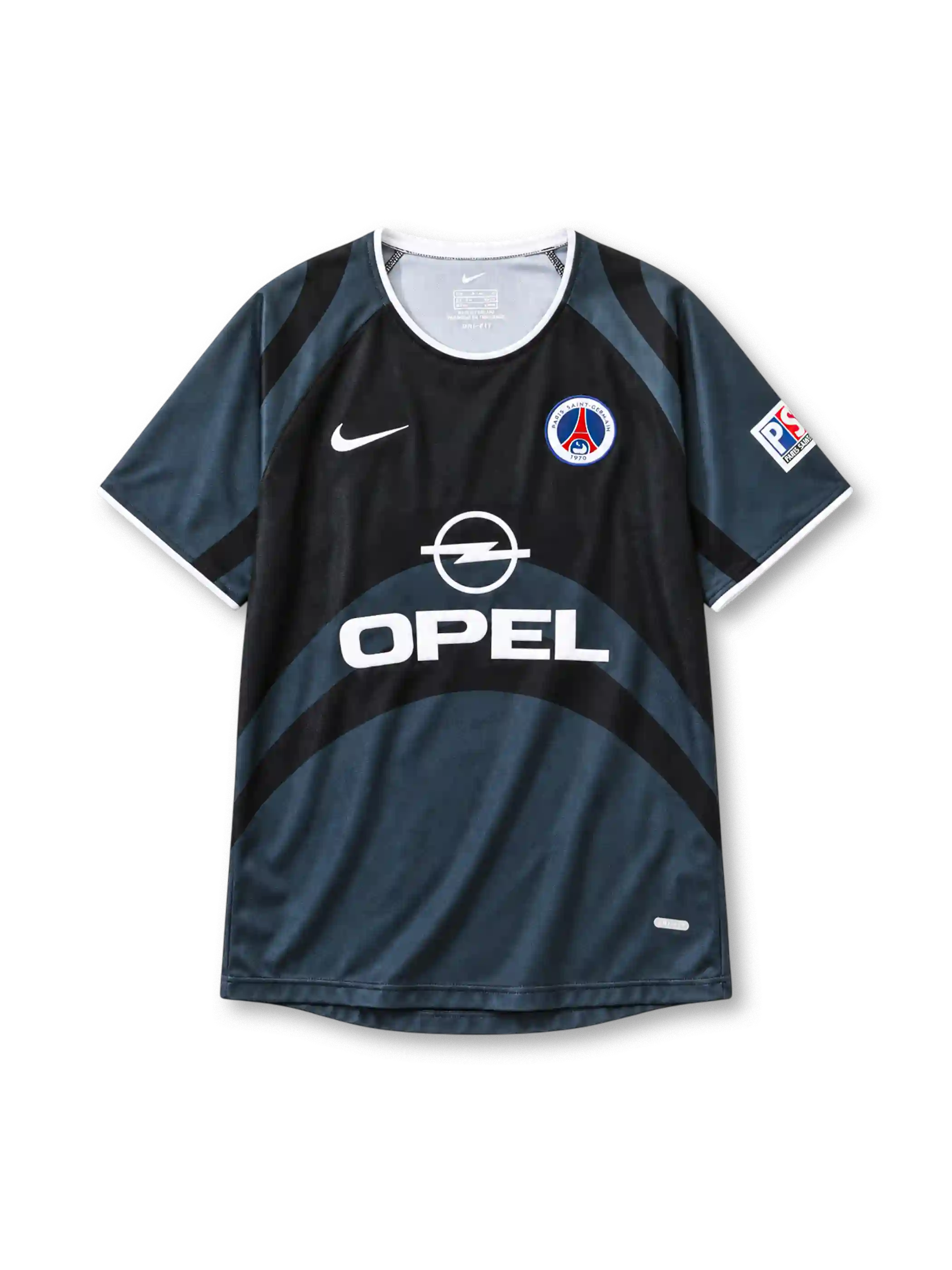 Paris Saint-Germain 2001-02 third jersey Nike front view black grey swirl