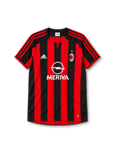 AC Milan 2003-04 home jersey adidas front view red black stripes Meriva