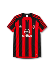 AC Milan 2003-04 home jersey adidas front view red black stripes Meriva