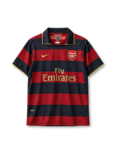 Arsenal 2007-08 third jersey Nike front view maroon navy stripes