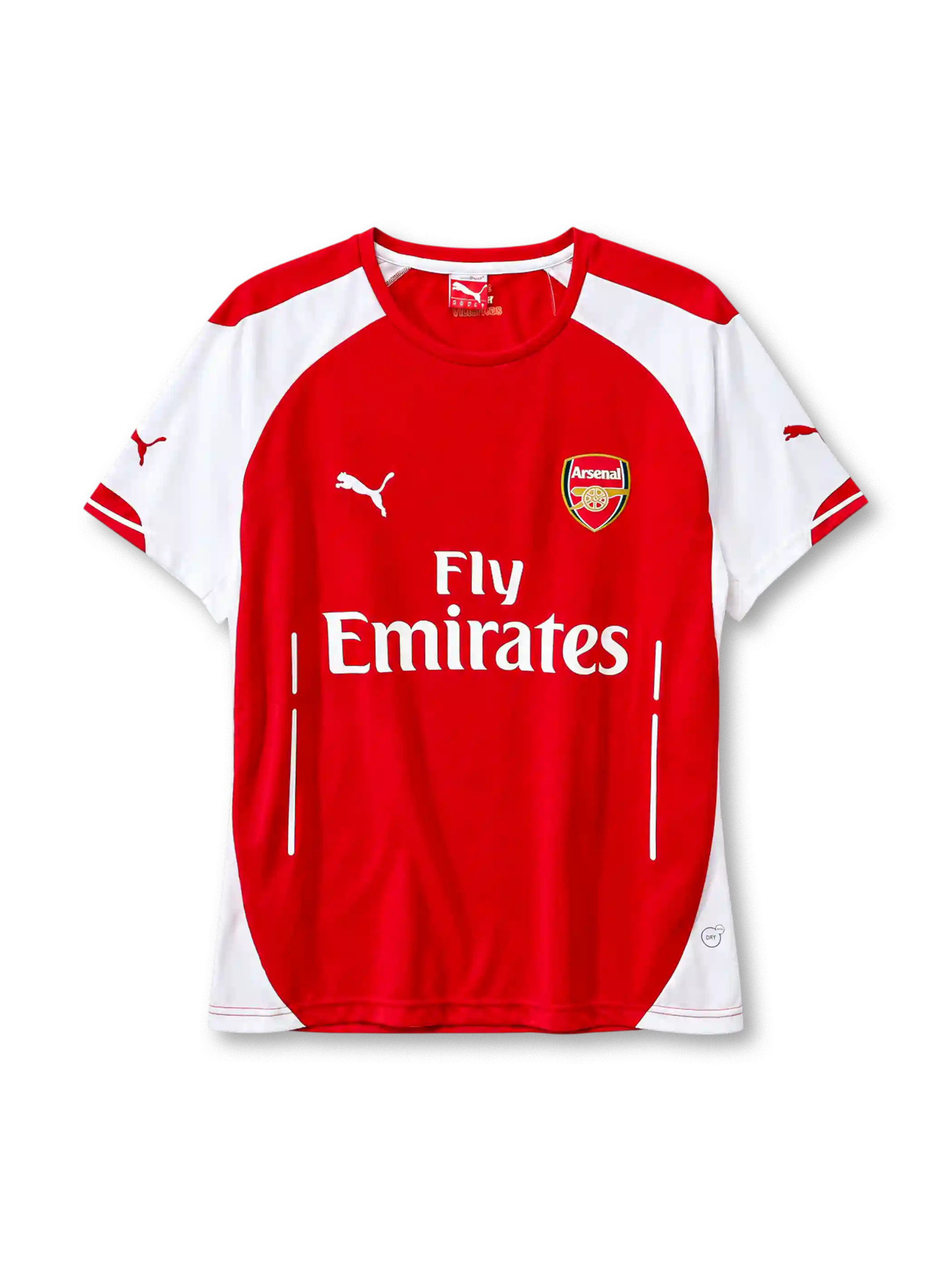 Arsenal 2014-15 home jersey Puma front view red white sleeves