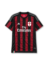 AC Milan 2015-16 home jersey adidas front view red black stripes St George crest