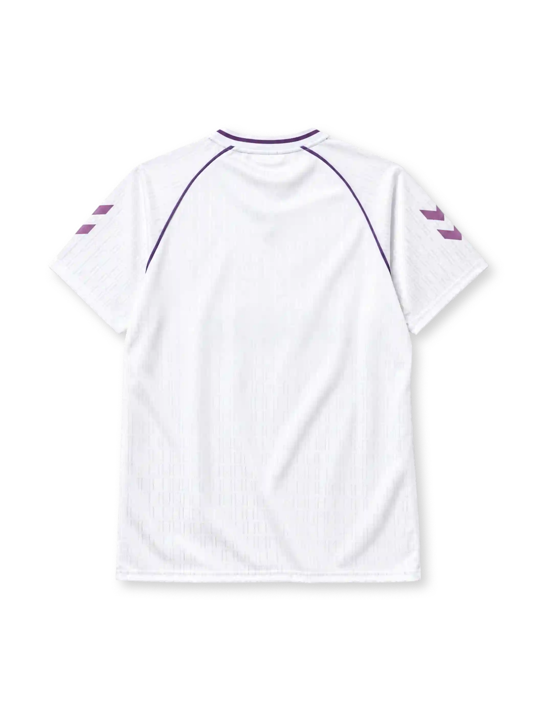 Real Madrid 1990-92 home jersey Hummel front view white purple trim
