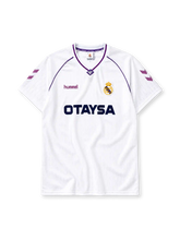 Real Madrid 1990-92 home jersey Hummel front view white purple trim
