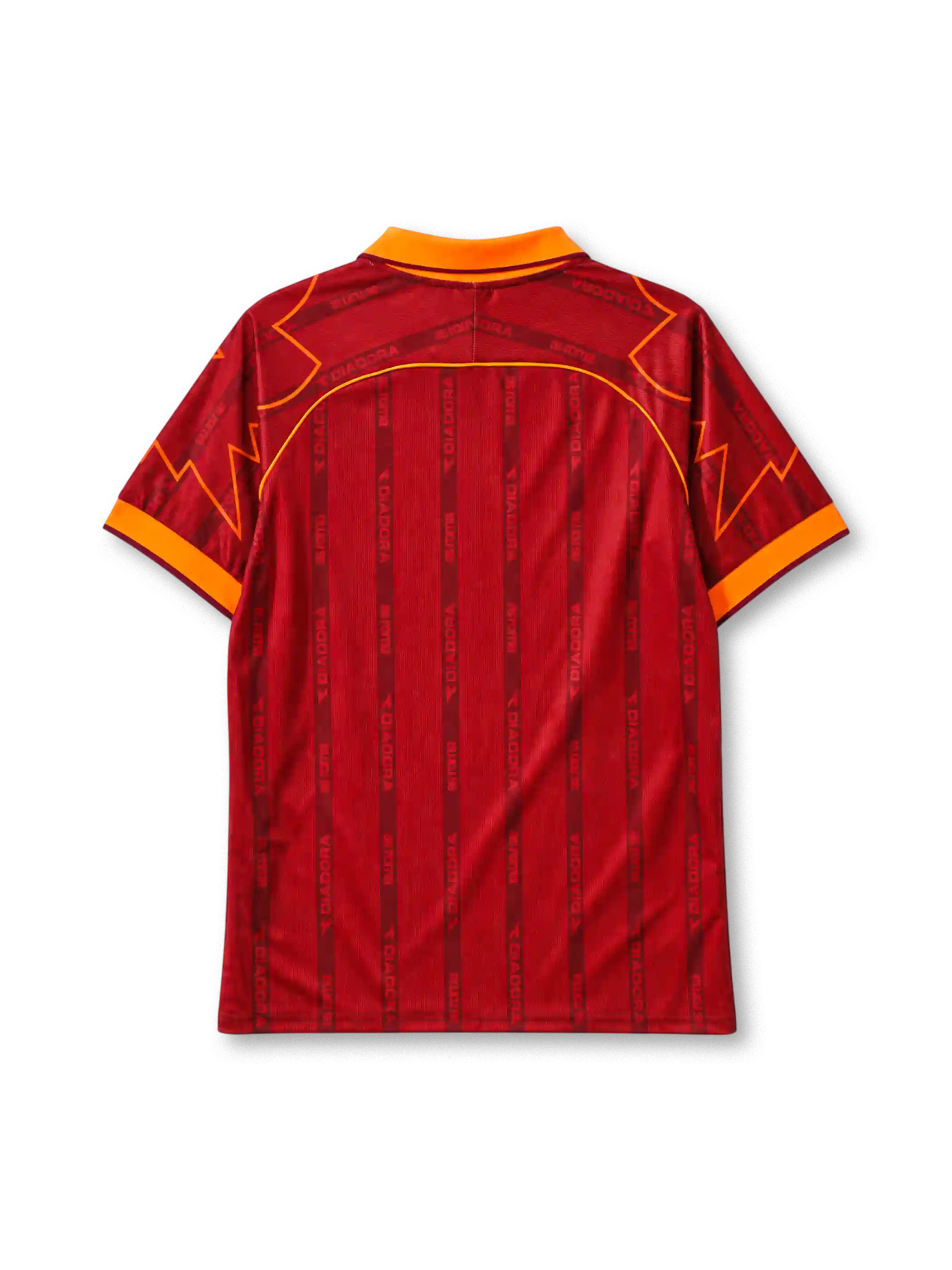 AS Roma 1999-2000 home jersey Diadora front view red orange wing sleeves