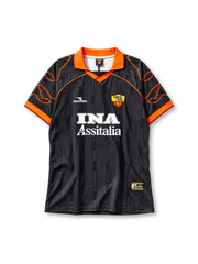 AS Roma 1999-2000 away jersey Diadora front view black orange wing sleeves
