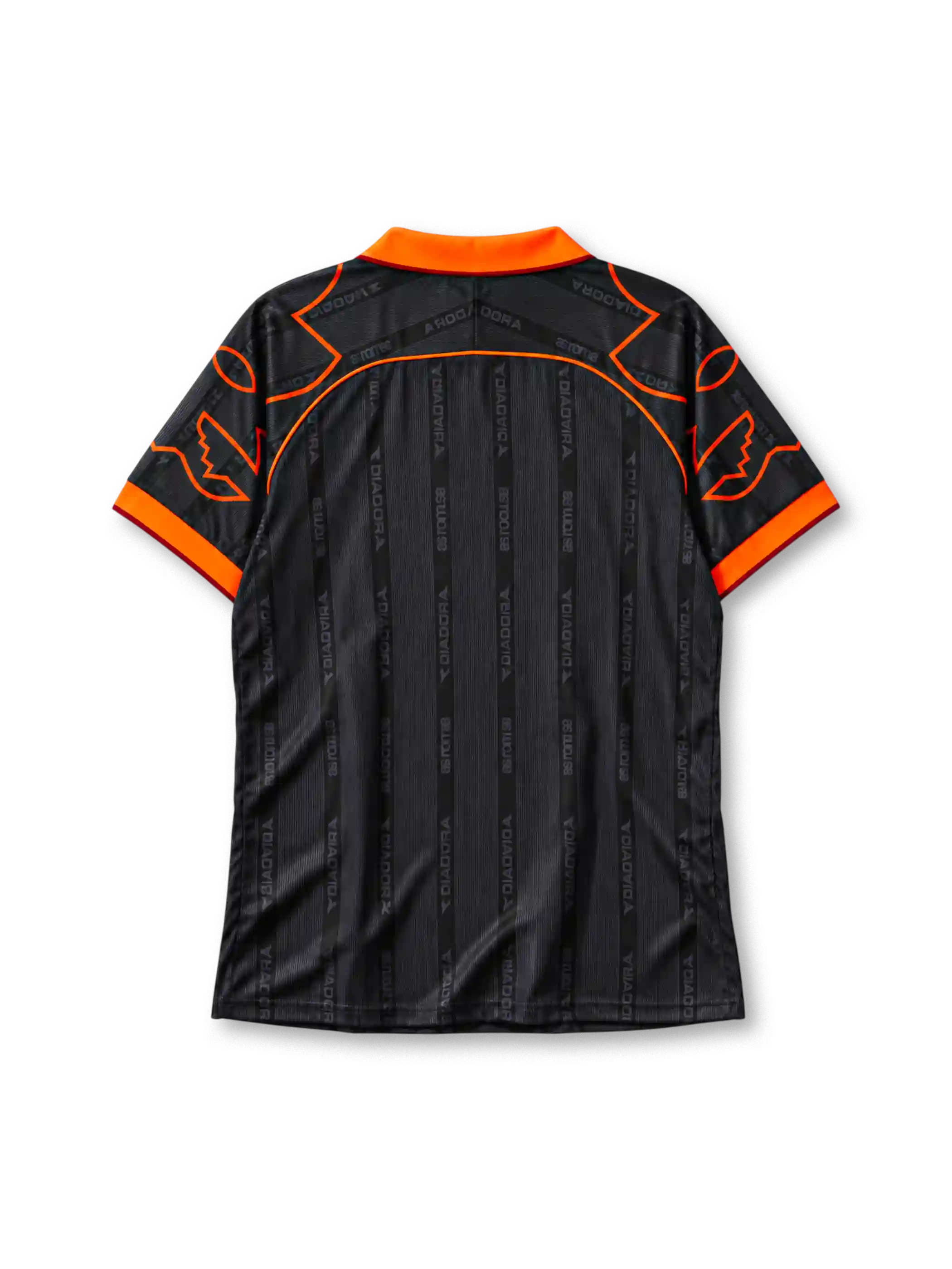 AS Roma 1999-2000 away jersey Diadora front view black orange wing sleeves