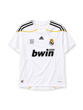 Real Madrid 2009-10 home jersey adidas front view white black gold trim