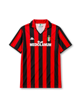 AC Milan 1988/89 home football jersey by Kappa with Mediolanum sponsor logo and scudetto shield