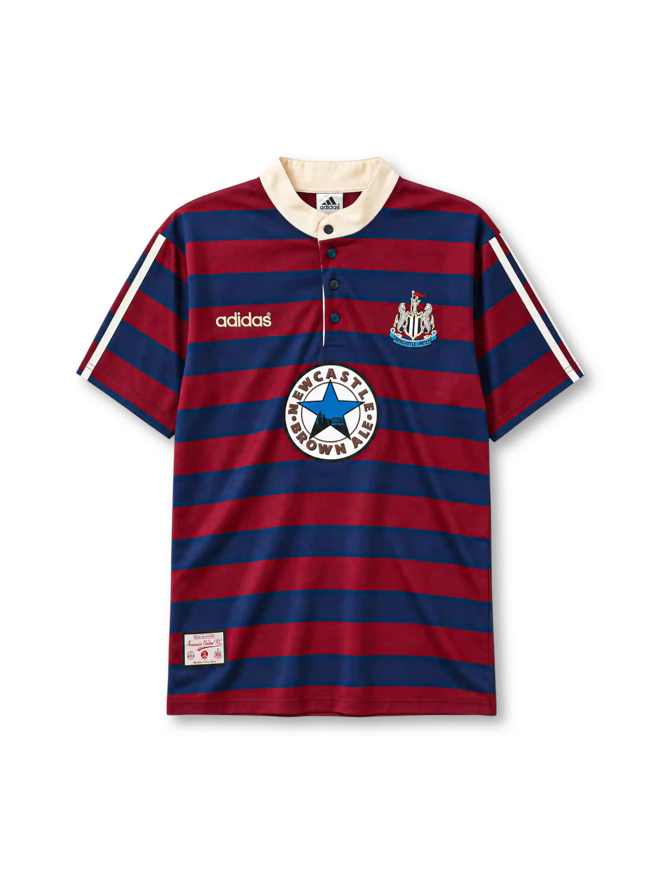 Newcastle United 1995/97 away football jersey by Adidas with Newcastle Brown Ale sponsor logo