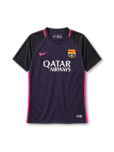 Barcelona 2016/17 away football jersey by Nike with Qatar Airways sponsor logo