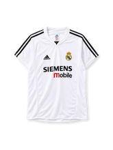 Real Madrid 2004-05 home jersey with Siemens Mobile sponsor logo and Adidas three stripes