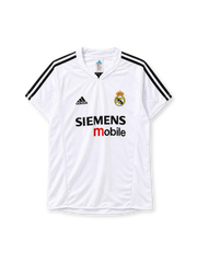 Real Madrid 2004-05 home jersey with Siemens Mobile sponsor logo and Adidas three stripes