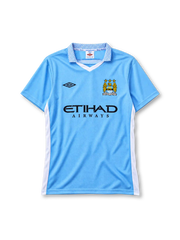 Manchester City 2011-12 home jersey in sky blue with Etihad Airways sponsor and Umbro checkered collar