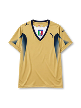 Italy 2006 goalkeeper jersey in gold with navy panels and Puma branding