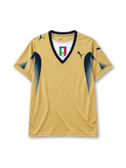 Italy 2006 goalkeeper jersey in gold with navy panels and Puma branding