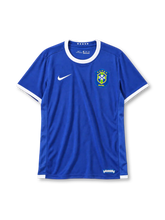 Brazil 2006 away jersey in blue with CBF crest and five-star ringer collar