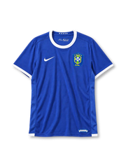 Brazil 2006 away jersey in blue with CBF crest and five-star ringer collar